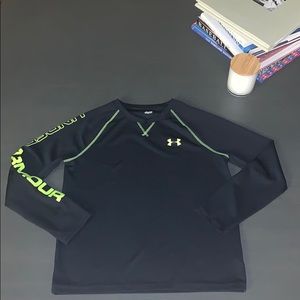 Black Under Armour long sleeve waffle crew shirt
